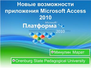 Новые возможности приложения Microsoft Access 2010