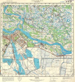 Учебно топографическая карта г. Светлый Яр, масштаба 1: 100 000 (цельная)