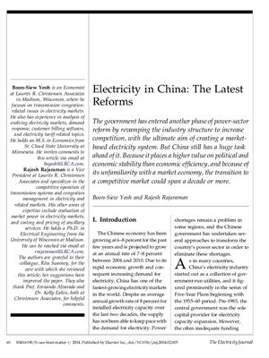 Yeoh B.S., Rajaraman R. Electricity in China: The Latest Reforms (Электроэнергетика в Китае: Последние реформы)