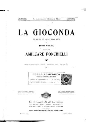 Понкьелли А. Gioconda (Джоконда) опера (клавир)