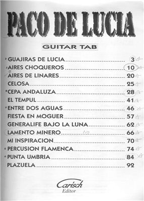 Paco de Lucia. Greatest Hits Guitar Tab