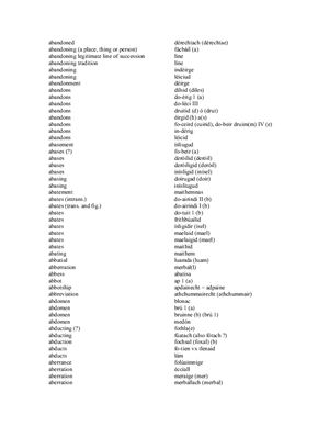 English - Early-Irish Word List / Rhestr eiriau Saesneg - Gwyddeleg Gynnar
