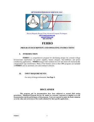 Ferro. Program description and operation instructions