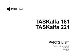 Kyocera PARTS LIST TASKalfa 181-221