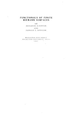 Шиффер М., Спенсер Д.К. Функционалы на конечных римановых поверхностях