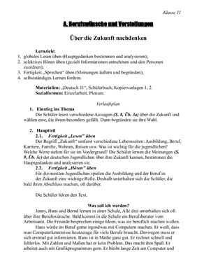 План-конспект урока немецкого языка. Über die Zukunft nachdenken. 11 класс