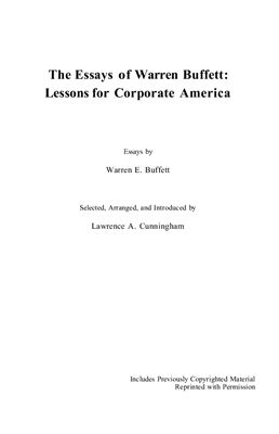 Buffett Warren E. The Essays of Warren Buffett - Lessons for Corporate America