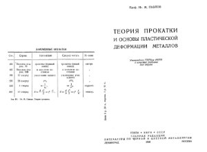 Павлов И.М. Теория прокатки и основы пластической деформации металлов