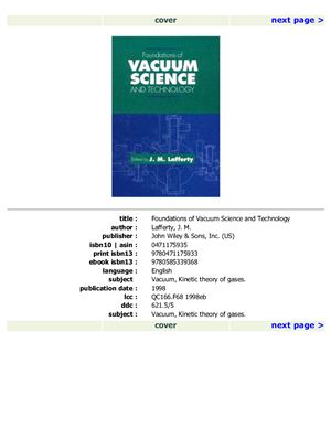 Lafferty J.M. Foundations of Vacuum Science and Technology