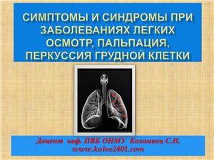 Симптомы и синдромы при заболеваниях лёгких. Осмотр, пальпация, перкуссия грудной клетки