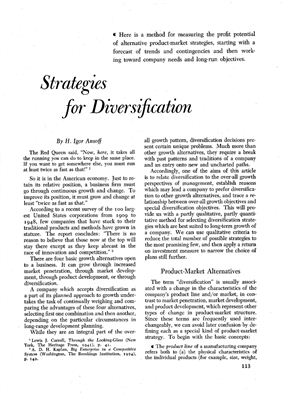 Ansoff I. Strategies for diversification