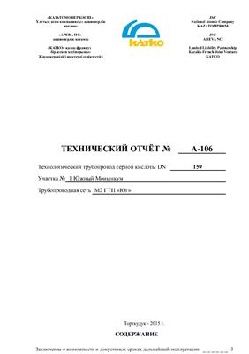 Кабдыжанов Р.А. Технический отчет по диагностированию технологических трубопроводов