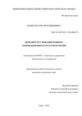Федик М.В. Державне регулювання розвитку банківської інфраструктури в Україні