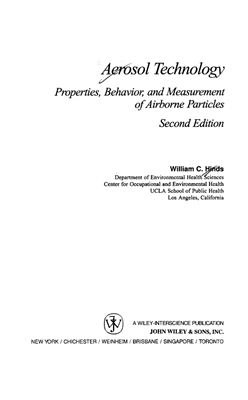 Hinds W. Aerosol Technology: Properties, Behavior, and Measurement of Airborne Particles