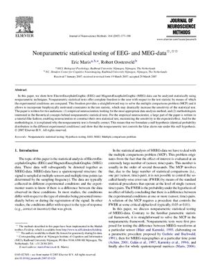 Maris E., Oostenveld R. Nonparametric statistical testing of EEG - and MEG-data