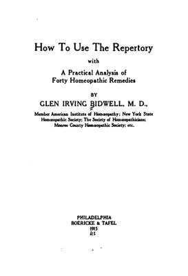 Irving Bidwell. How to use the repertory