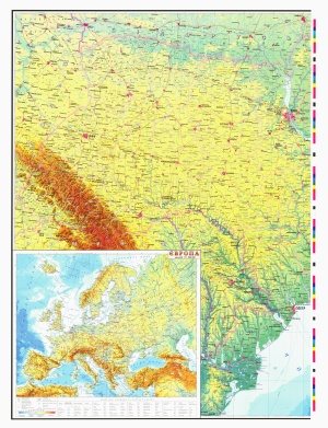 Україна. Фізична карта. Масштаб 1: 850 000