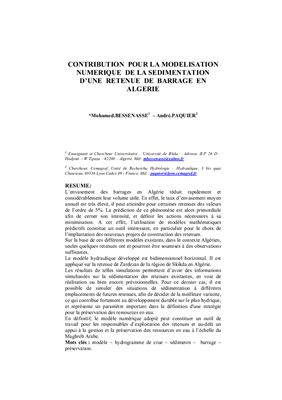 Bessenasse M., Paquier A. Contribution pour la modelisation numerique de la sedimentation d’une retenue de barrage en Algerie