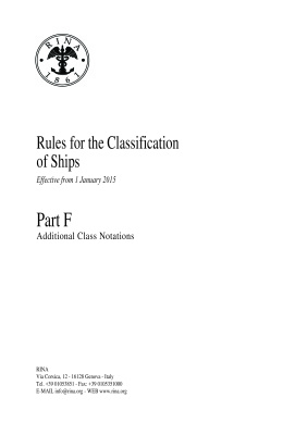 RINA. Rules for the Classification of Ships. Part F Additional Class Notations