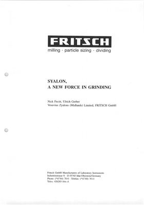 Каталог - Fritsch - Дробильно-измельчительное оборудование