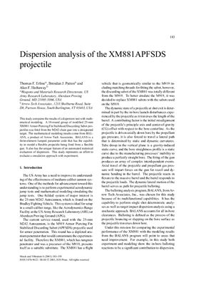 Erlinea Thomas F., Pattona Brendan J., Hathawayb Alan F. Dispersion analysis of the XM881 APFSDS projectile