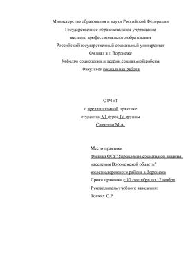 Анализ работы государственного учреждения Управление социальной защиты населения Воронежской области