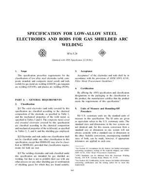 AWS A5.28-96/SFA-5.28 Specification for Low-Alloy Steel Electrodes and Rods for Gas Shielded Arc Welding (Eng)
