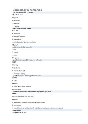 Cardiology Mnemonics (English version)