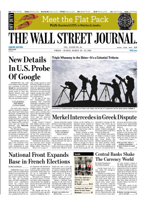 The Wall Street Journal 2015 №35 vol. XXXIII March 20-22 (Europe Edition)