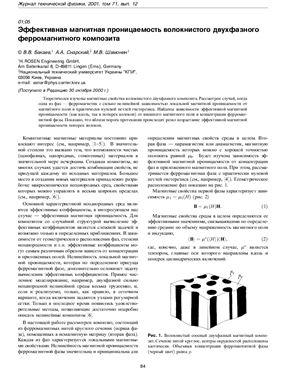 Бакаев В.В., Снарский А.А., Шамонин М.В. Эффективная магнитная проницаемость волокнистого двухфазного ферромагнитного композита