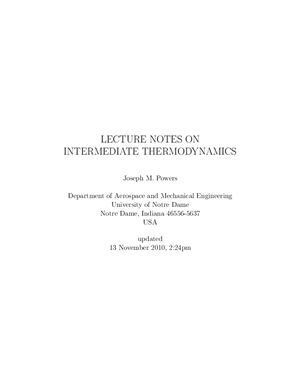 Powers J.M. Lecture notes on intermediate thermodynamics
