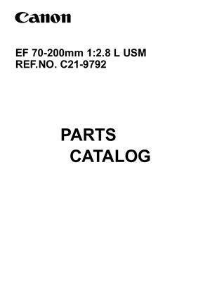 Объективы Canon EF 70-200mm 1: 2.8 L USM Каталог Деталей (C21-9792)