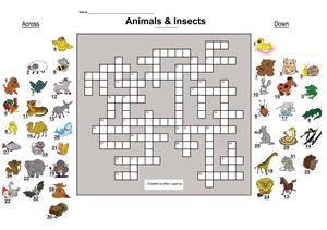 Кроссворд о животных на английском языке. Animals and Insects crossword