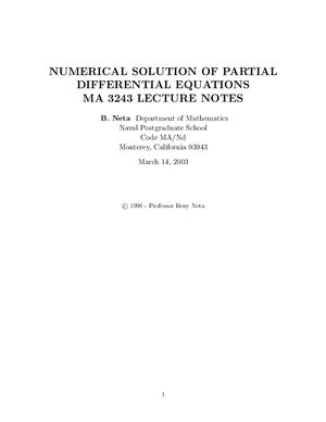 Neta B. Numerical Solution of Partial Differential Equations