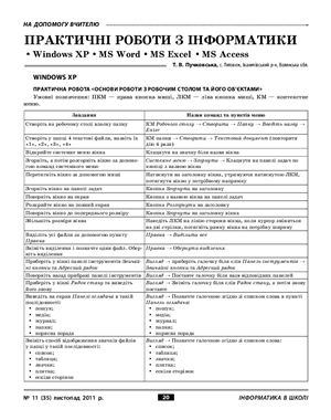 Пучковська Т.В. Практичні роботи з інформатики. Windows XP; MS Word; MS Excel; MS Access
