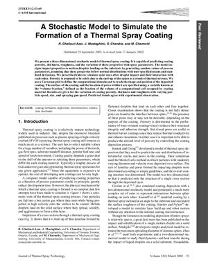 Journal of Thermal Spray Technology 2003. Vol. 12, №01