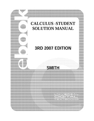 Student's Solutions Manual to accompany Calculus: Early Transcendental Functions R.T. Smith, R.B. Minton
