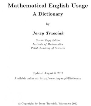 Trzeciak Jerzy. Mathematical English Usage