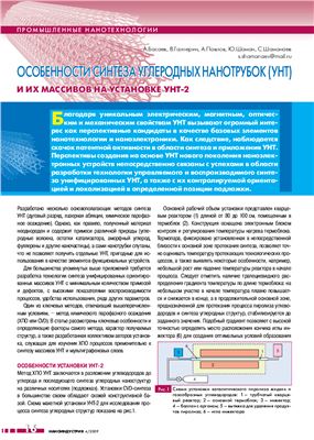 Басаев А., Галперин В., Шаманаев С. и др. Особенности синтеза углеродных нанотрубок (УНТ) и их массивов на установке УНТ-2