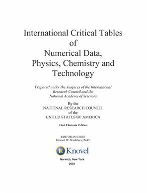 Washburn E.W. (ed) International Critical Tables of Numerical Data, Physics, Chemistry and Technology, vol. 4, 5, 6