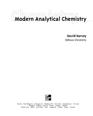 Harvey D. Modern Analytical Chemistry