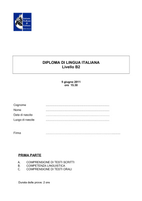 Тесты Istituto Italiano di Cultura Salonicco, Livello B2 июнь 2011 Вариант В