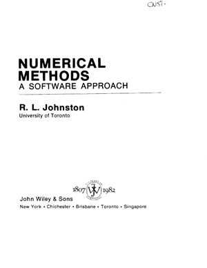 Johnston R.L. Numerical methods: a software approach