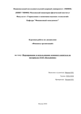 Формирование и использование основного капитала на материалах ОАО Большевик