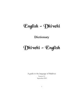 English-Dhivehi / Dhivehi-English dictionary