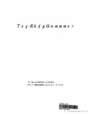 Schachter Paul, Otanes Fe T. A Tagalog Reference Grammar