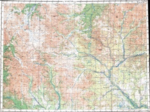 Топографическая карта P-57-XI, XII р.Ичингей (2км)
