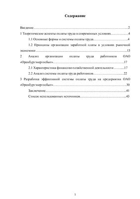 Формы и системы оплаты труда на предприятии (на примере ОАО Оренбургэнергосбыт)