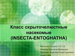 Класс скрыточелюстные насекомые (Insecta-Entoghatha)