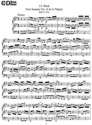 Бах И.С. Трио-сонаты № 6 Соль Мажор (BWV 530)